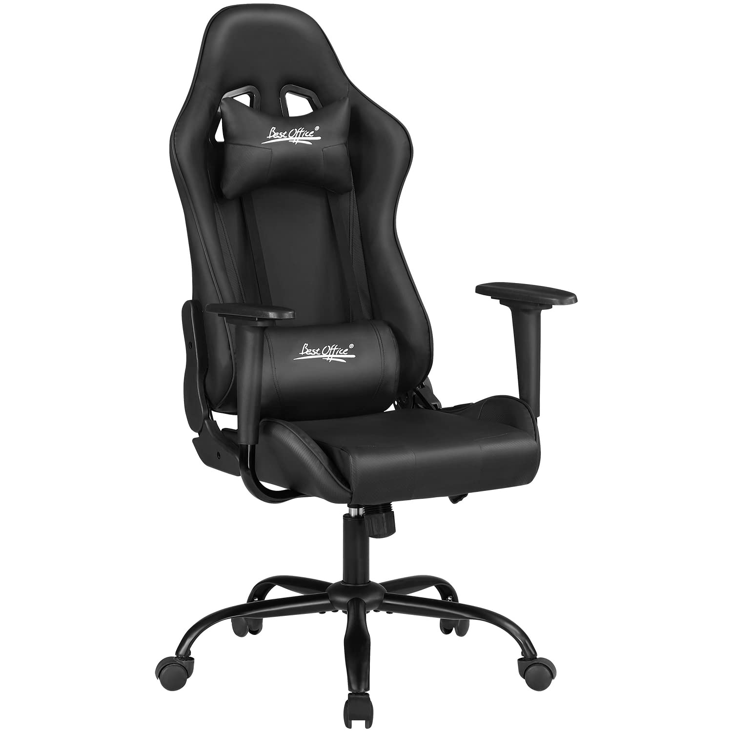 BestOffice High-Back Gaming Chair PC Office Chair Computer Racing Chair PU Desk Task Chair Ergonomic Executive Swivel Rolling Chair with Lumbar Support for Back Pain Women, Men,White