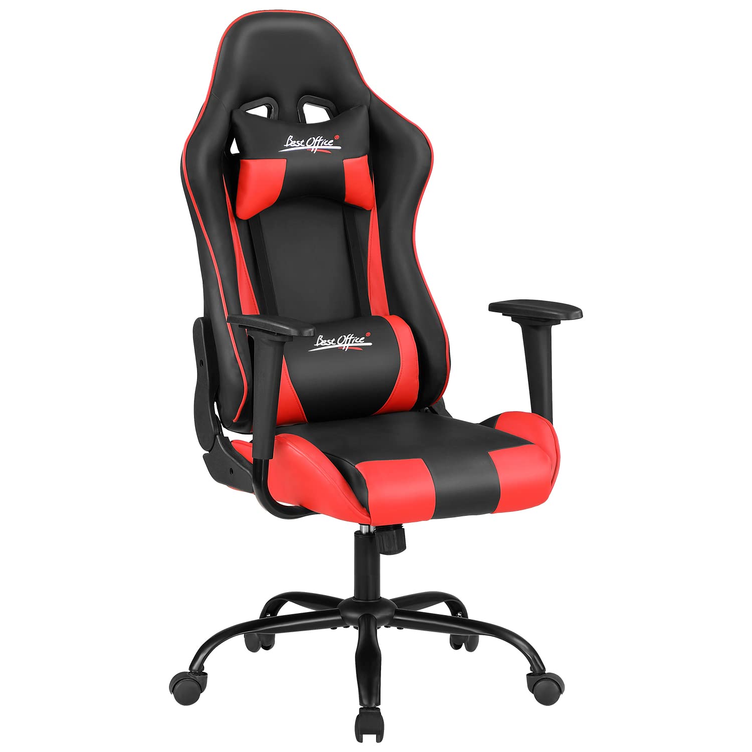 BestOffice High-Back Gaming Chair PC Office Chair Computer Racing Chair PU Desk Task Chair Ergonomic Executive Swivel Rolling Chair with Lumbar Support for Back Pain Women, Men,White