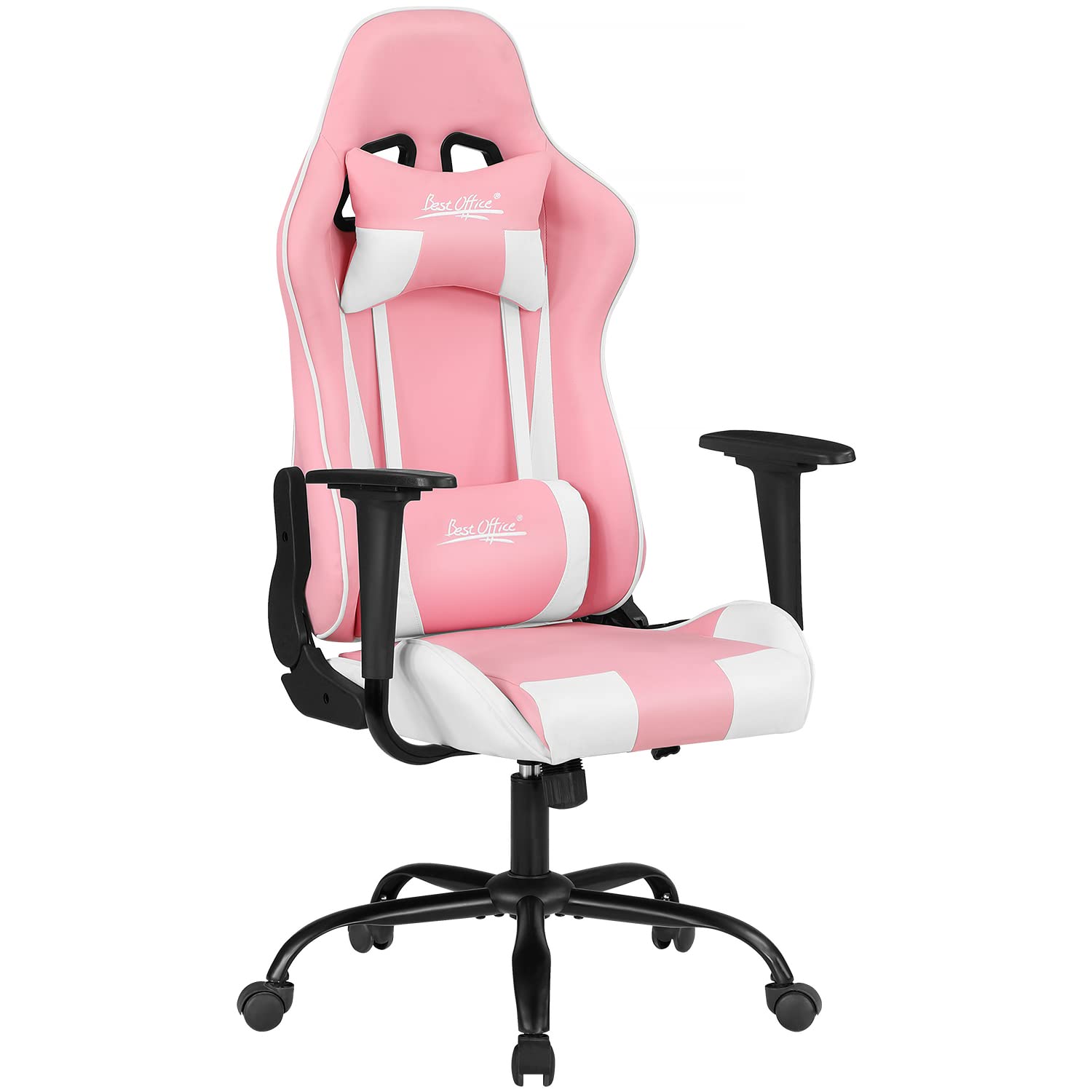 BestOffice High-Back Gaming Chair PC Office Chair Computer Racing Chair PU Desk Task Chair Ergonomic Executive Swivel Rolling Chair with Lumbar Support for Back Pain Women, Men,White