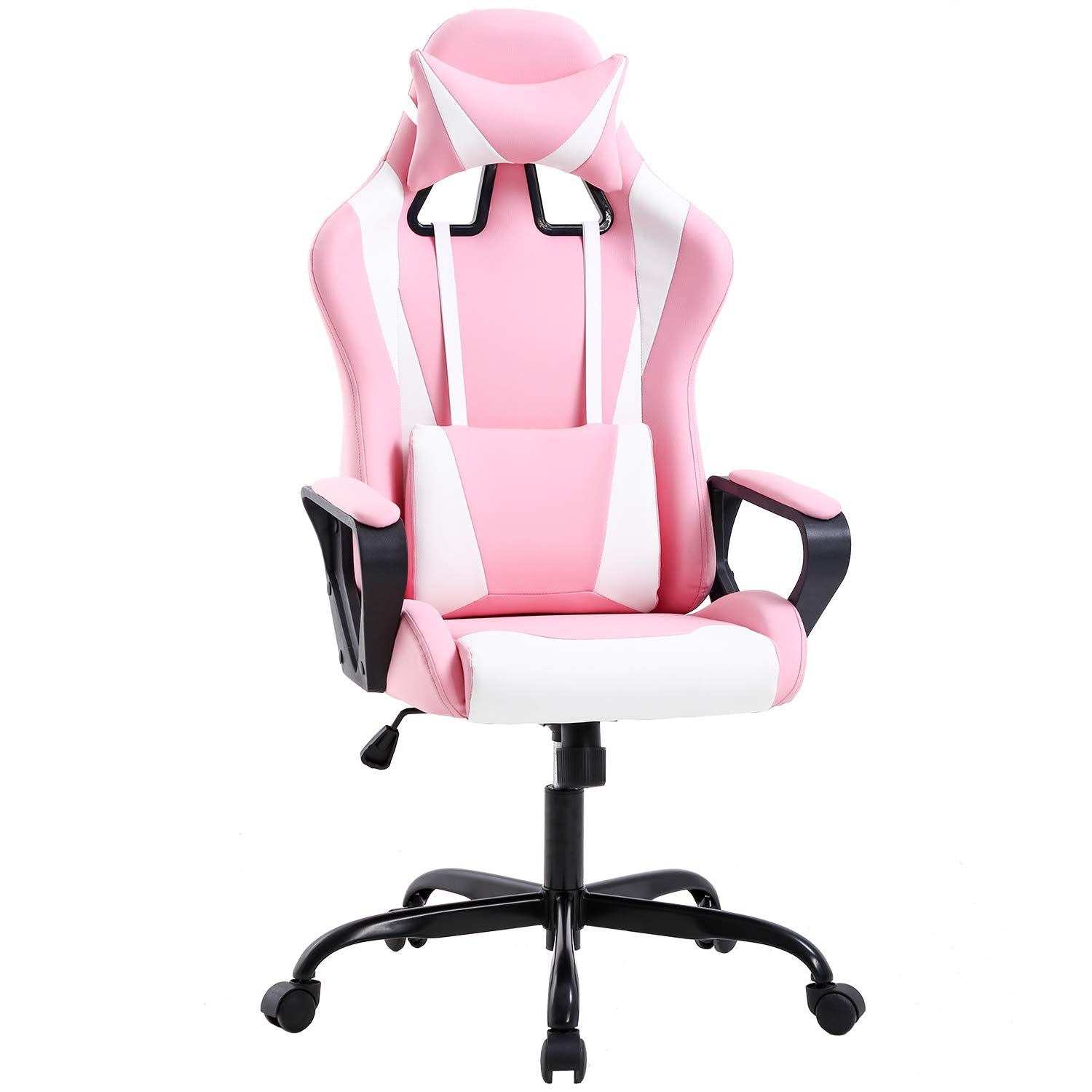 BestOffice High-Back Gaming Chair PC Office Chair Computer Racing Chair PU Desk Task Chair Ergonomic Executive Swivel Rolling Chair with Lumbar Support for Back Pain Women, Men,White